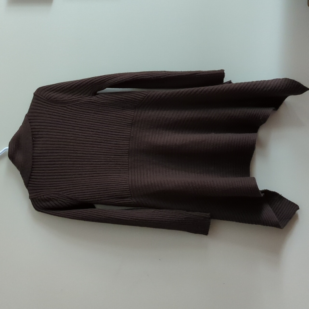 Chocolate Brown Waterfall Open Cardigan - Picture 2 of 5